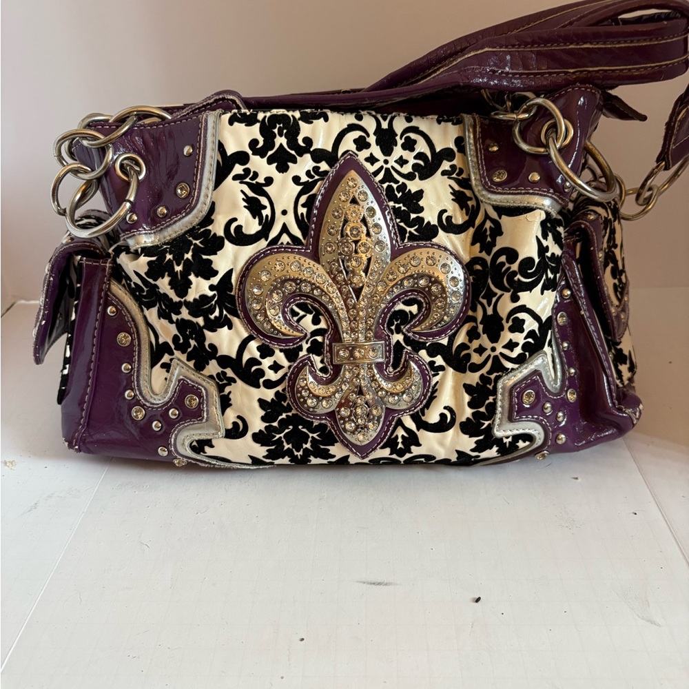 Elegant Purple and Black Women's Bag Set - Picture 2 of 13